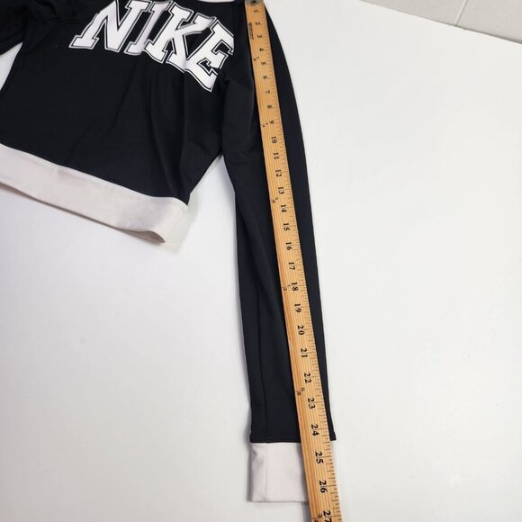 Nike Sportswear Team Long Sleeve High Neck Cropped Top Black White Logo XS - Picture 14 of 14